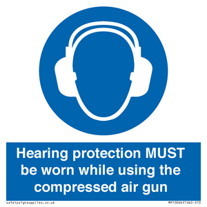 Hearing protection MUST be worn while using the compressed air gun
